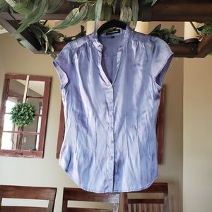 Express Purple Silk Short Sleeved Blouse
